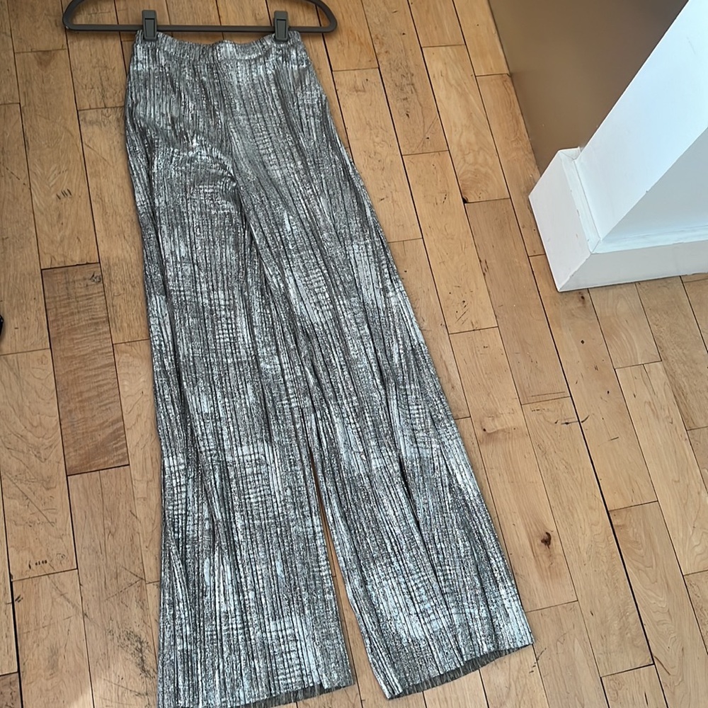 Elevenses Anthropologie Metallic Wide Leg Pants XXS - Picture 11 of 11